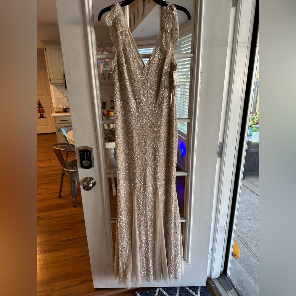 Champagne Beaded Mermaid Gown